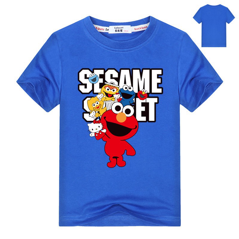 Áo thun Sesame Street-trẻ em unisex tay áo ngắn- Elmo, Oscar, Big Bird, Cookie Monster