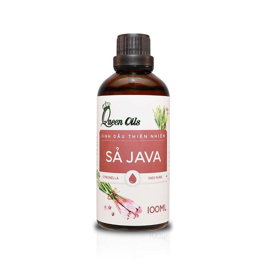 Tinh dầu Sả Java Queen Oils Cao Cấp, 100% Thiên Nhiên giúp khử mùi, kháng khuẩn, đuổi muỗi, Chai 100ml - 1000ml