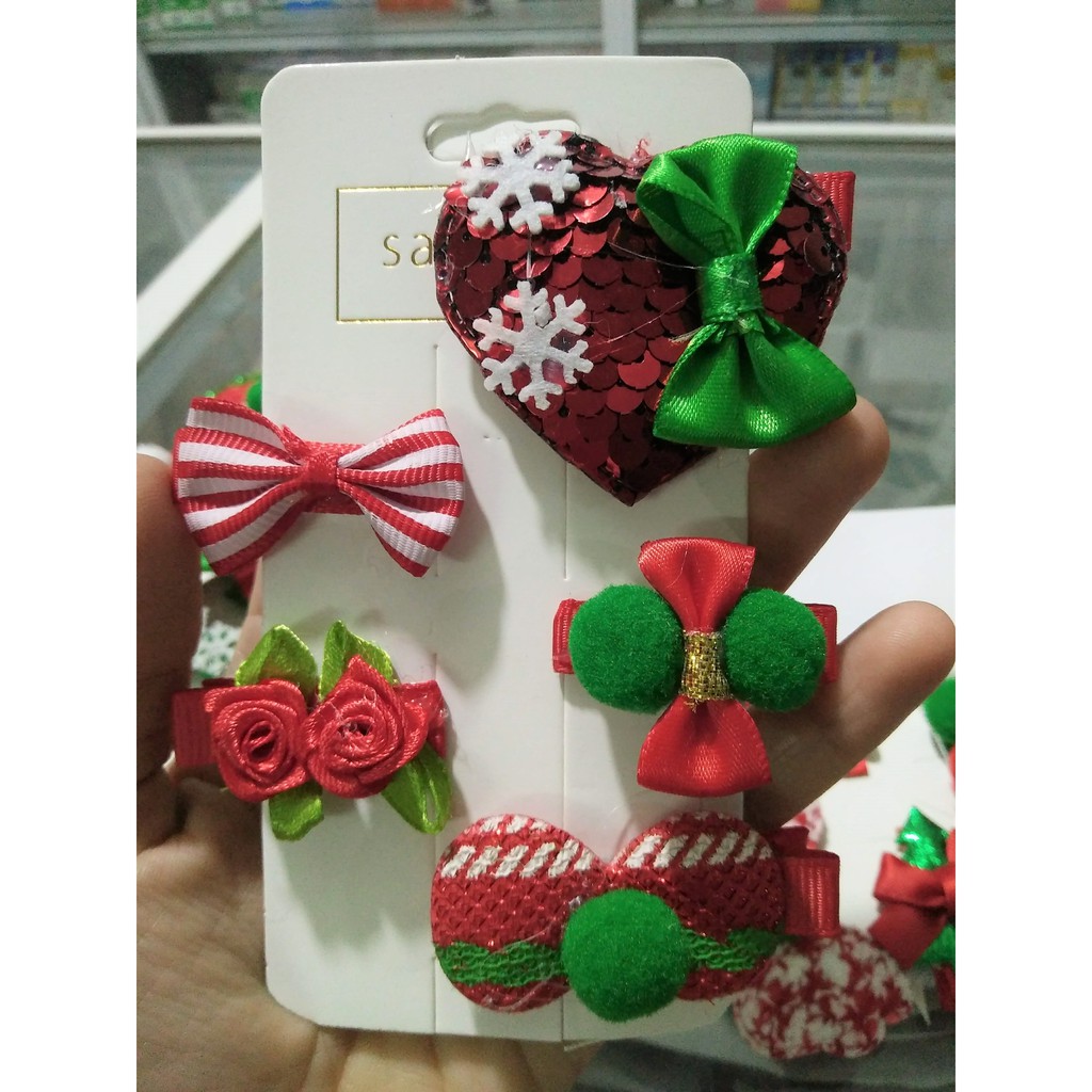 🎄BST Giáng sinh an lành🎄 Set cặp tóc 5 chi tiết chủ đề noel cho bé