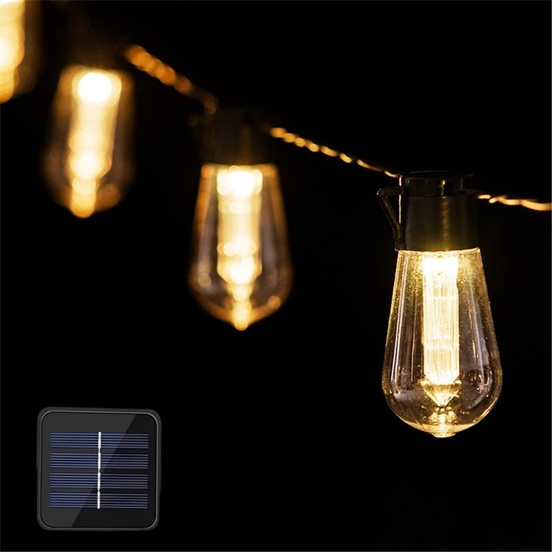 Dây Đèn Led Edison Sử Dụng Năng Lượng Mặt Trời Chống Thấm Nước Trang Trí Giáng Sinh Năm Mới