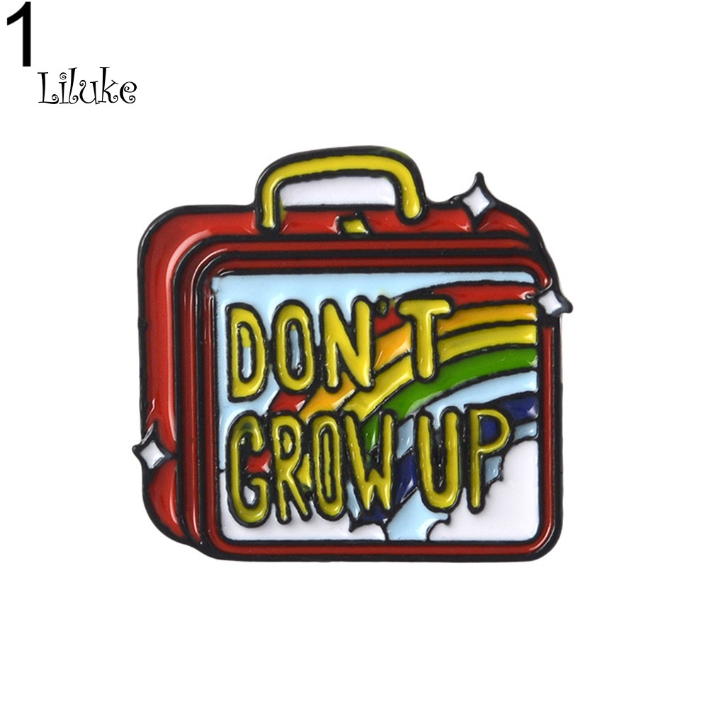 【LK】English Letter Don't Grow Up Luggage Cat Badge Collar Brooch Pin Lapel