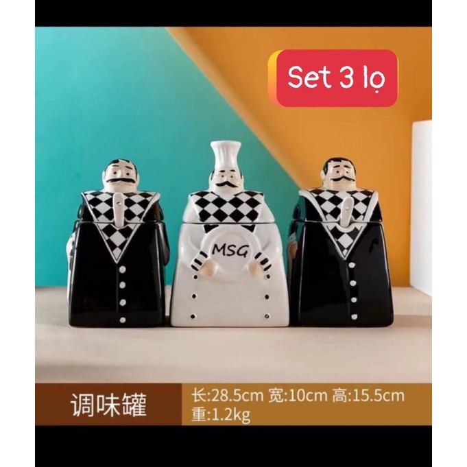 Set hộp đựng gia vị bếp phong cách Vua đầu bếp