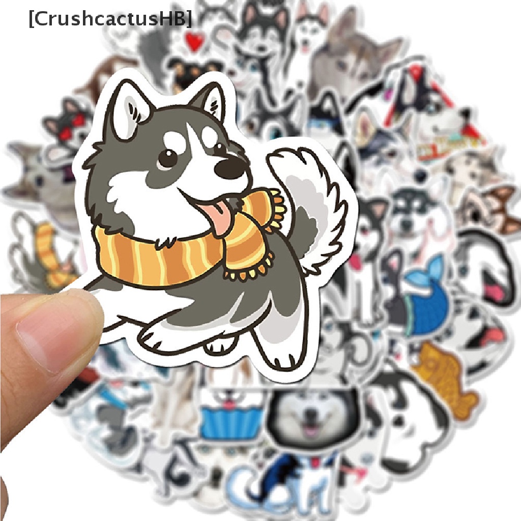 [CrushcactusHB] 50 Miếng Dán Hình Chú Chó Husky Hoạt Hình Chống Thấm Nước Dễ Thương Làm Quà Tặng Cho Trẻ Em