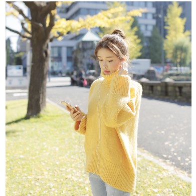 áo len ulzzang áo len nữ đẹp dáng rộng dài vàng trắng be cao cổ dày cổ lọ kiểu hàn quốc | BigBuy360 - bigbuy360.vn