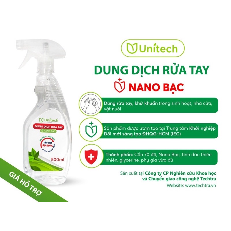 [ JunHee AUTH ] Dung dịch rửa tay khô Unitech nano Bạc