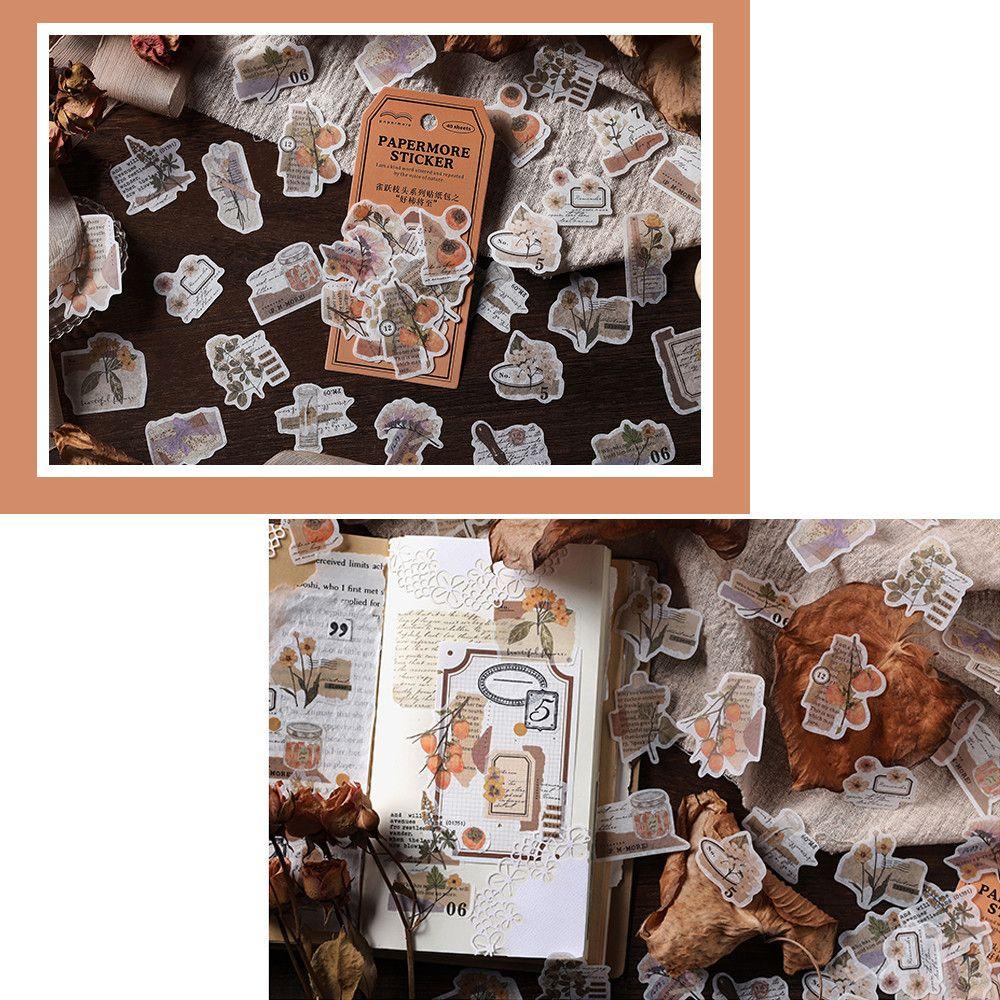 Set 40 Miếng Dán Trang Trí Sổ Tay Phong Cách Retro
