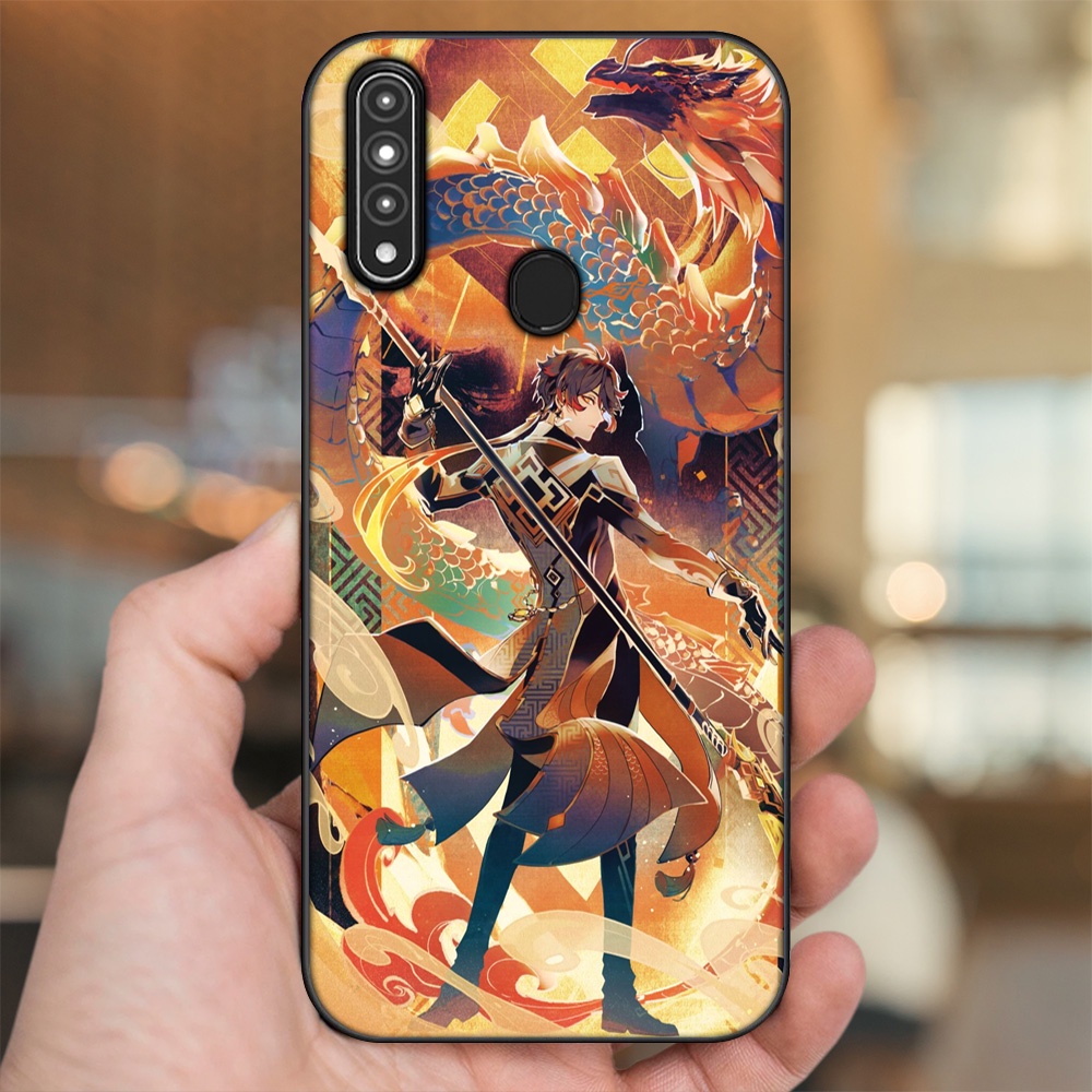 Ốp lưng Oppo A31, A8 viền đen in hình Zhongli Genshin Impact