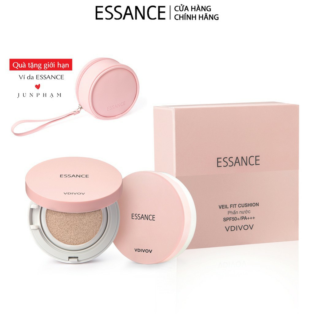 [Nhung123] Bộ Phấn nước chống nắng kiềm dầu Essance Veil Fit Cushion SPF50+ PA+++ 15g