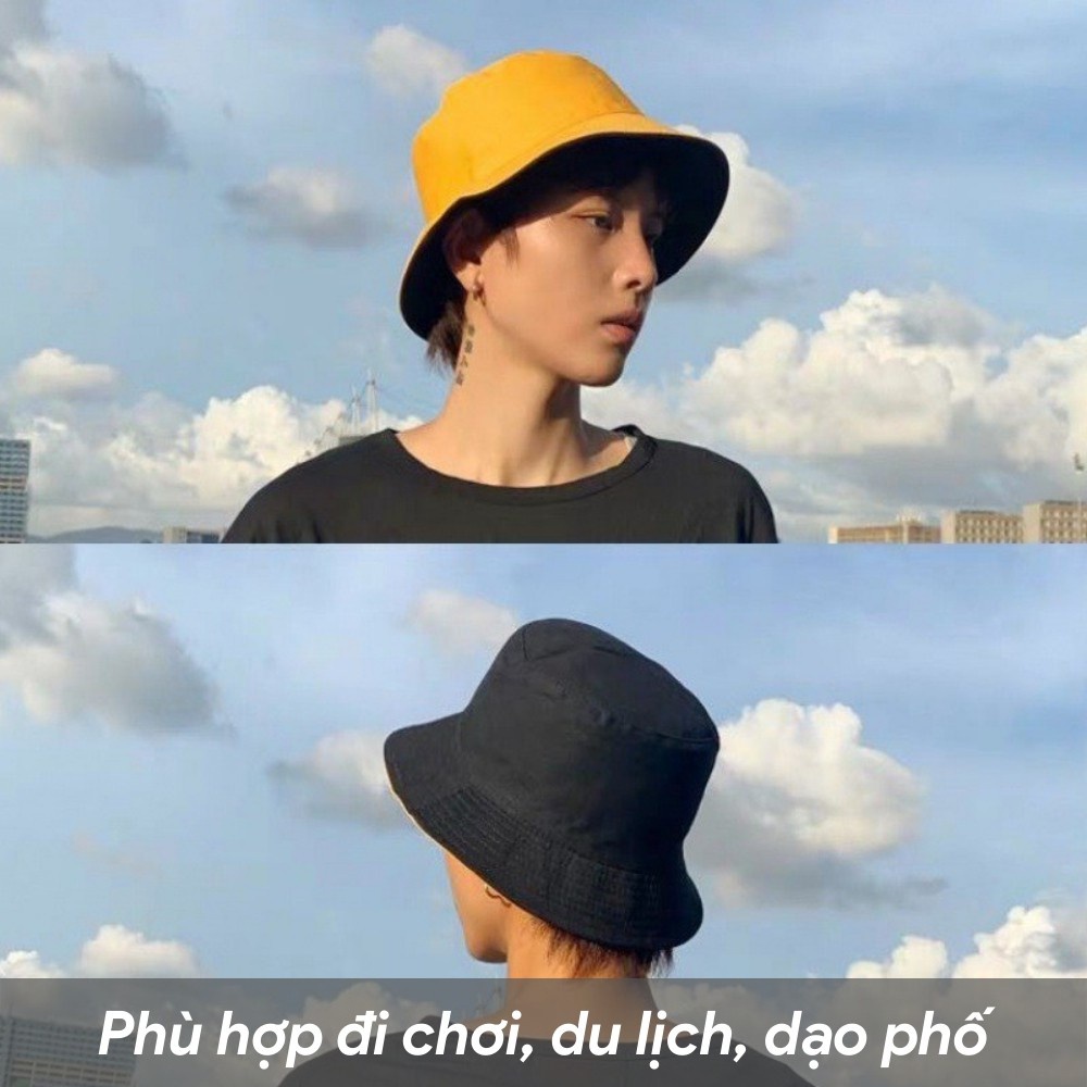 Mũ bucket tròn vành trơn nhiều màu phong cách Ulzzang Unisex T02