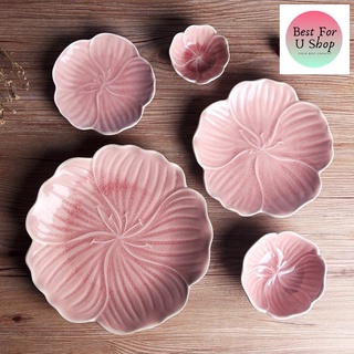 Bát đĩa sứ 3d hình hoa đào bát đĩa ăn cơm 3d xinh xắn đáng yêu phong cách nhật
