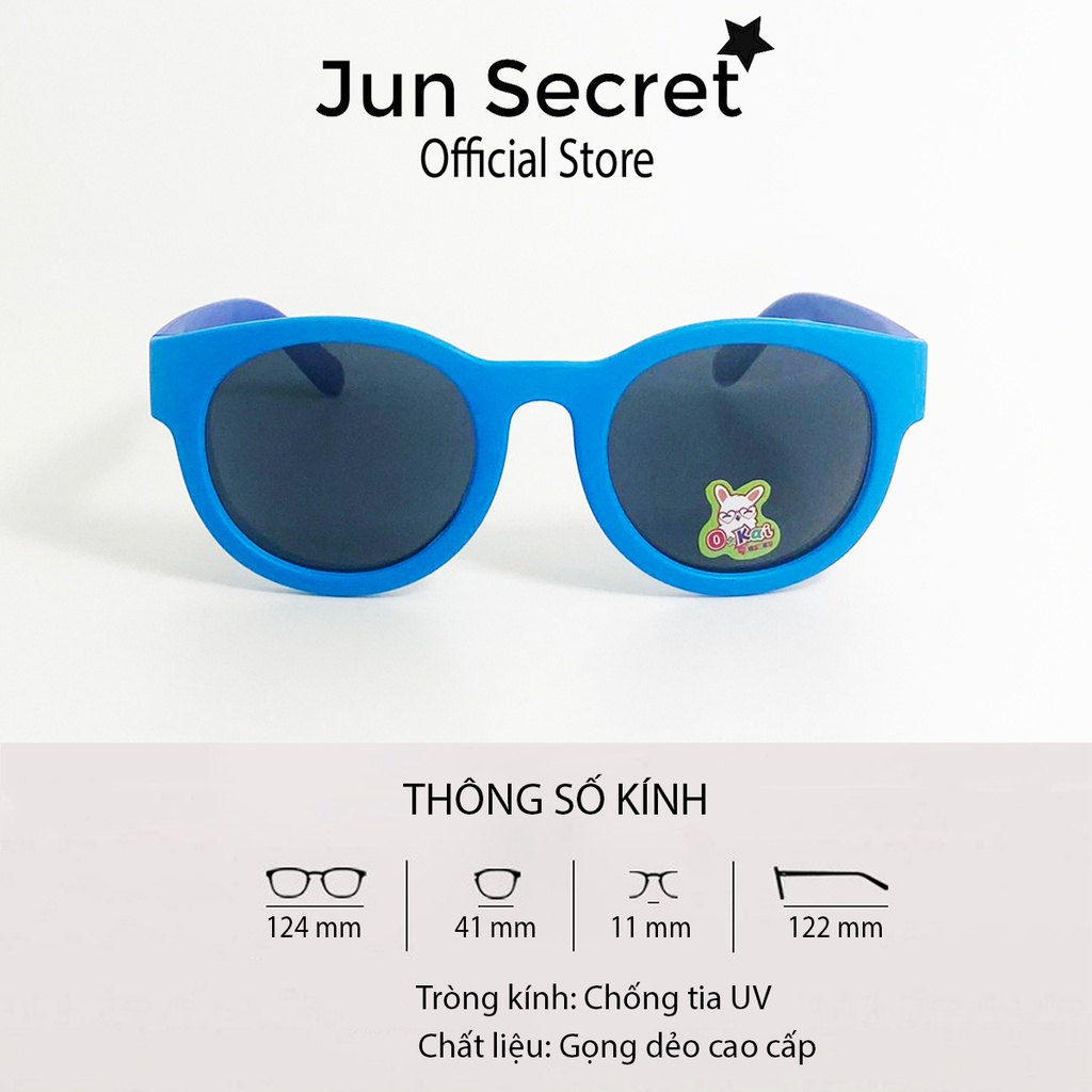 Mắt kính trẻ em gọng nhựa dẻo cao cấp Jun Secret tròng kính chống bụi, chống tia UV dành cho bé từ 2 đến 6 tuổi JS11002