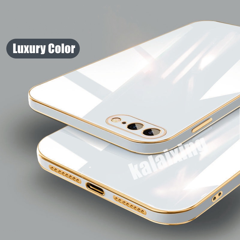 Ốp lưng iPhone 7Plus 8 Plus 6 6s Plus 7+ 8+ 11 11Pro 11promax Ốp Điện Thoại Viền Vuông Mạ Vàng Sang Trọng