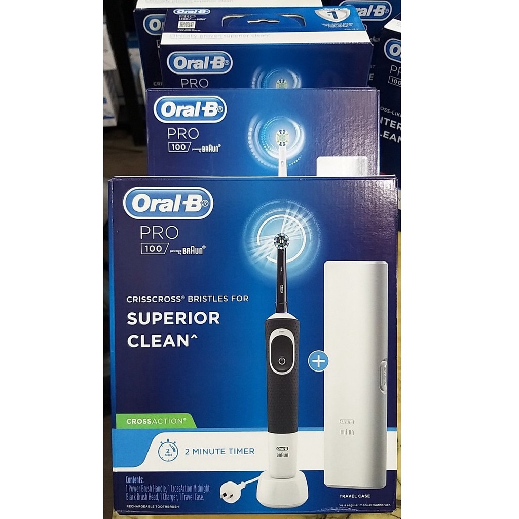 Bàn chải đánh răng điện Oral B Pro 100 + Hộp du lịch Travelcase