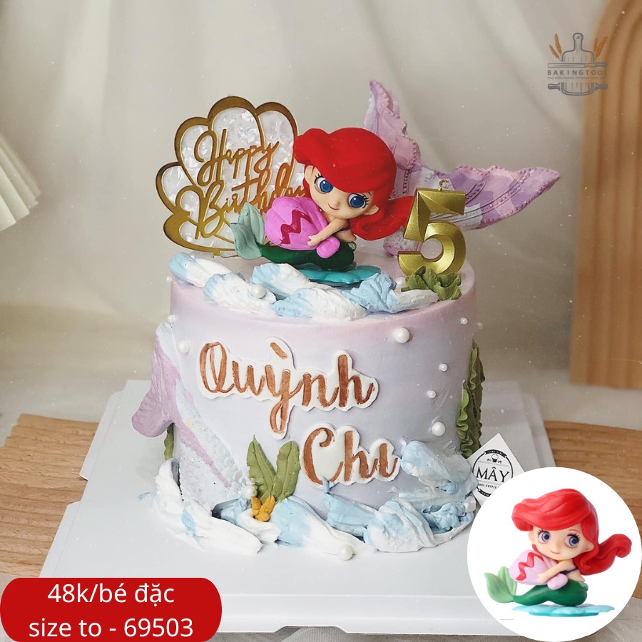 ẢNH THẬT - TRANG TRÍ BÁNH MÔ HÌNH TIÊN CÁ ARIEL NHỰA ĐẸP