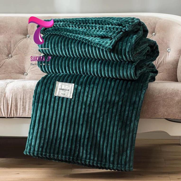 CHÍNH HÃNG-  Chăn Văn Phòng Nhung Tuyết Muji Kẻ Tăm siêu nhẹ  Chăn Tuyết Nhung 4 Mùa Sakura JP Beddi