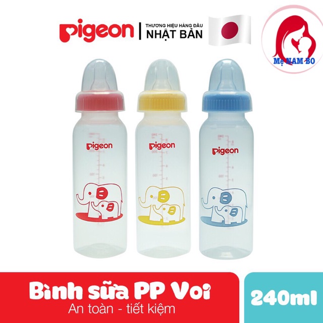 BÌNH SỮA PP TIÊU CHUẨN 240ml PIGEON HÌNH CON VOI, KHÔNG CHỨA BPA AN TOÀN TUYỆT ĐỐI CHO BÉ YÊU