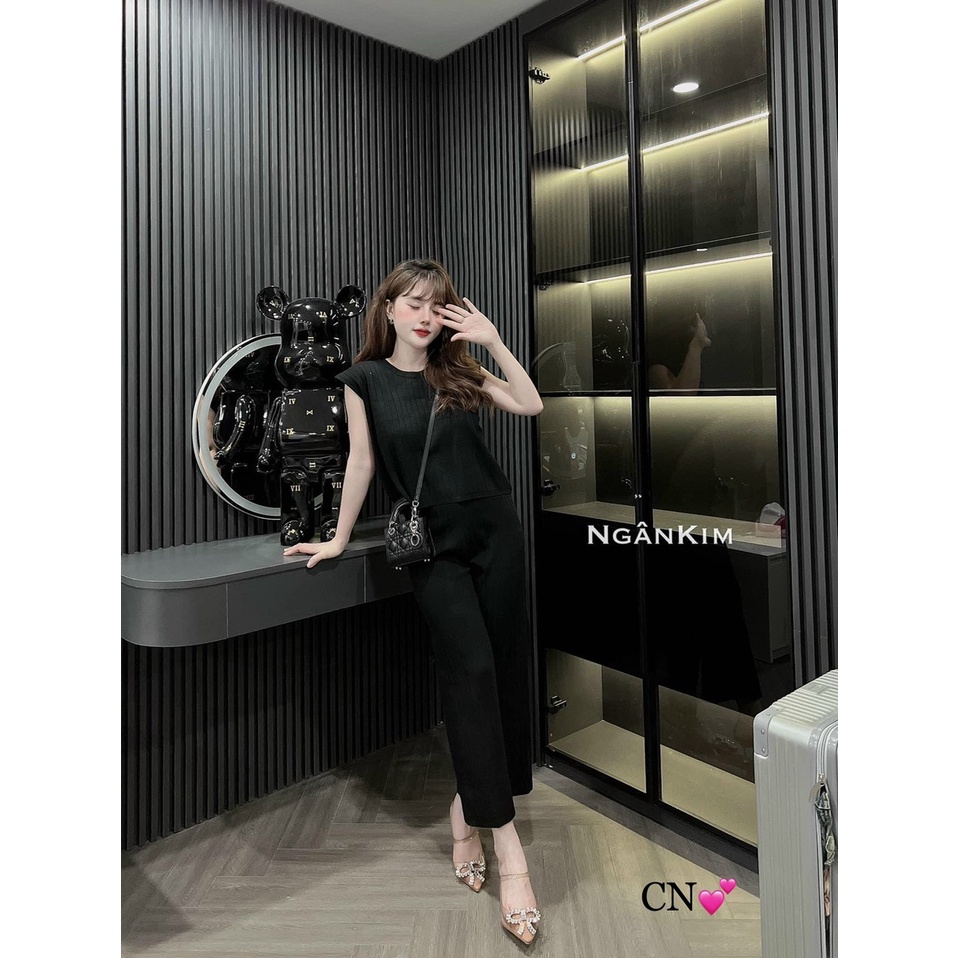 Set bộ len gân sát nách quần suông