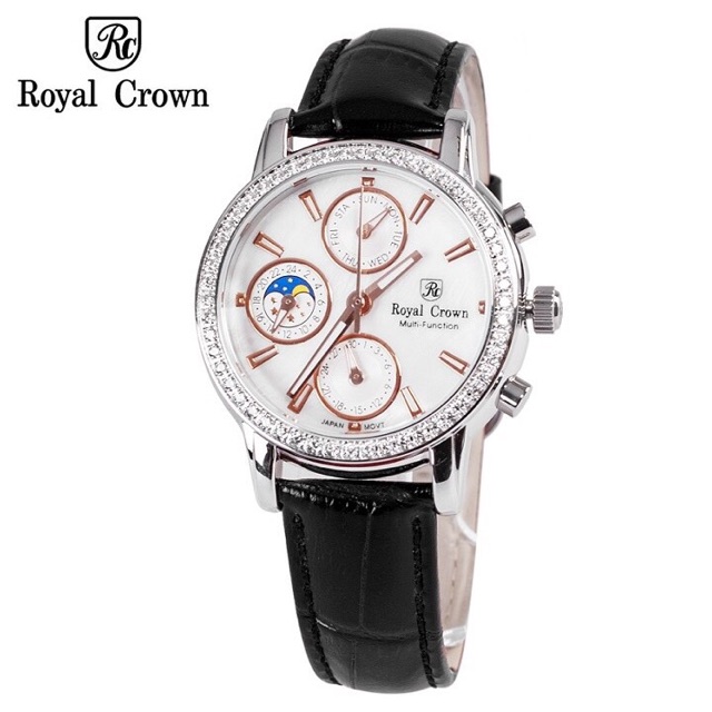 Combo Đồng Hồ Nữ Chính Hãng Royal Crown 5308J-RG dây đá vỏ vàng hồng và 6420ST dây d