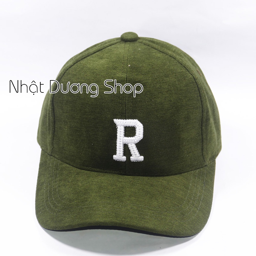 Mũ lưỡi trai ❤️ Nón kết thêu hình chữ R chất liệu nhung tăm cao cấp form unisex nam nữ