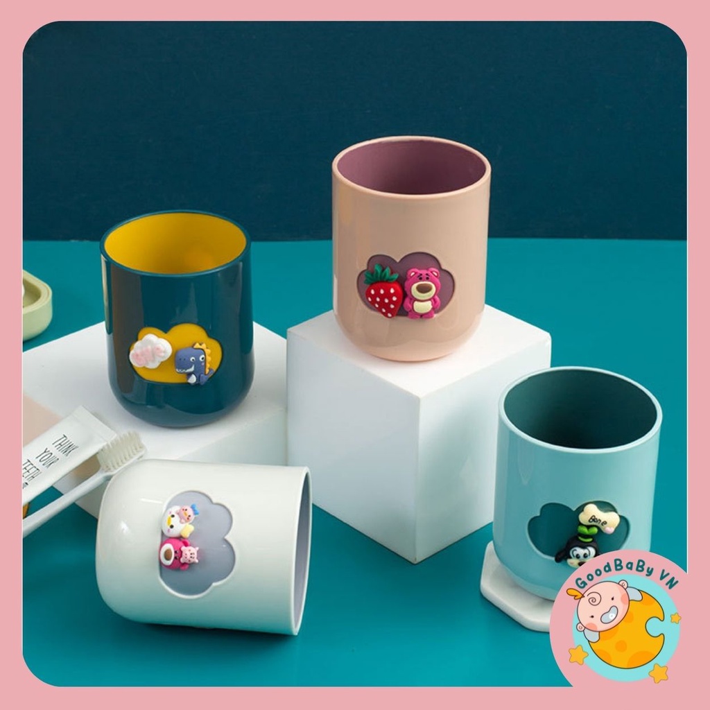 Dụng cụ bóp kem đánh răng tự động kèm cốc đánh răng cho bé hoạt hình dễ thường Goodbabyvn