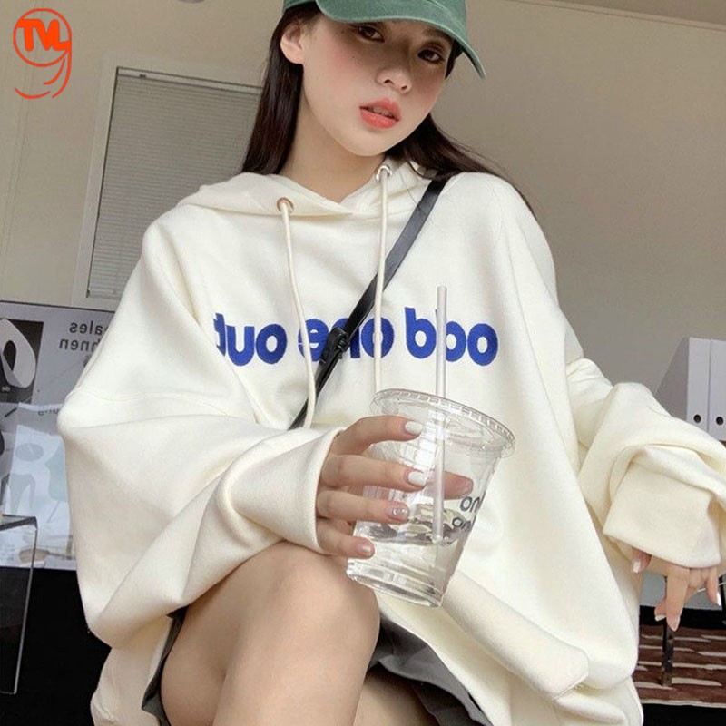 Áo hoodie nữ TVL1999, áo khoác nỉ nữ trùm đầu in chữ tay bồng From rộng phong cách Hàn Quốc size < 70kg | BigBuy360 - bigbuy360.vn