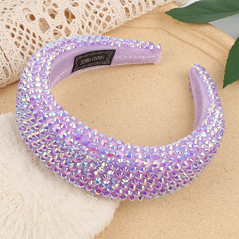 Băng Đô Cài Tóc Bằng Xốp Và Nhung Bản Rộng Đính Đá Lấp Lánh Sang Trọng Cho Nữ