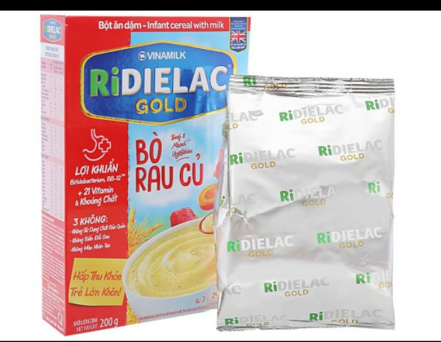 Bột ăn dặm RIDIELAC GOLD BÒ RAU CỦ 200g