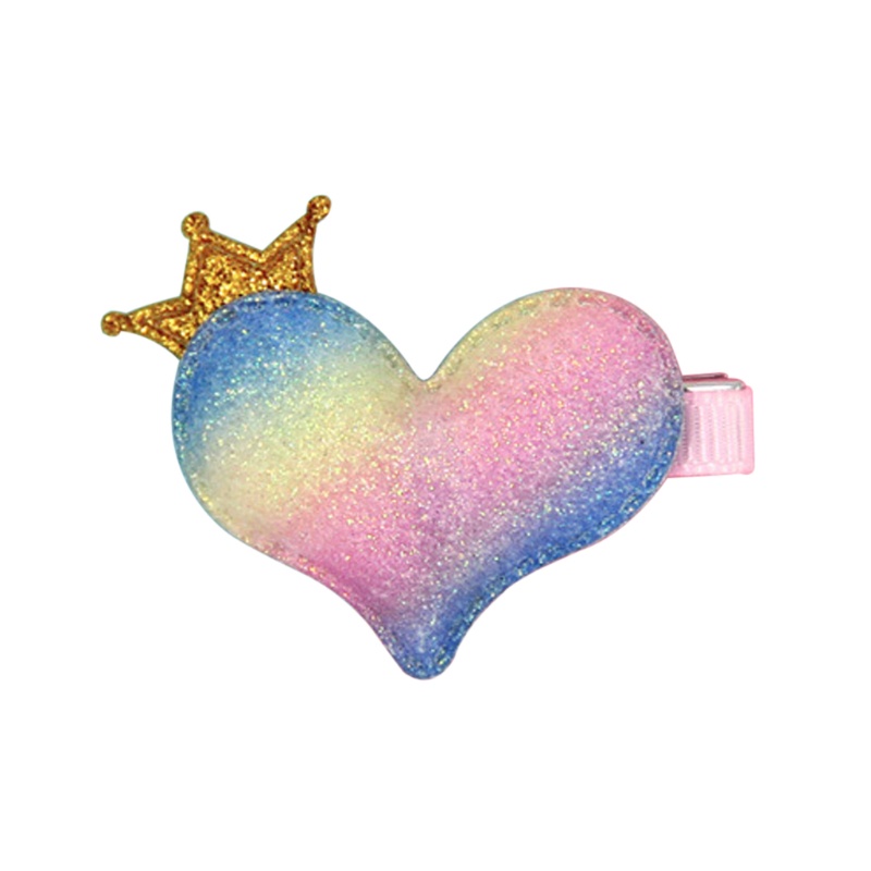 Youyo 1 Kẹp Tóc Hình Vương Miện Công Chúa Họa Tiết Vảy Cá Màu Cầu Vồng Lấp Lánh