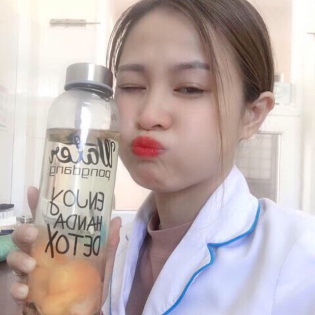 Bình nước Detox 500 ml bằng thuỷ tinh chịu nhiệt, kèm túi vải