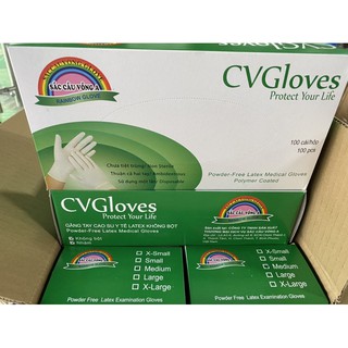 GĂNG TAY Y TẾ CV GLOVES KHÔNG BỘT ( HỘP 100 CÁI )