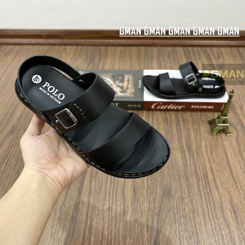 Dép da nam chất liệu da bò đế cao su khâu chỉ dù bền bỉ TK911