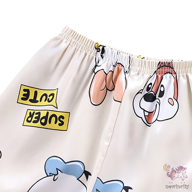 Bộ Đồ Ngủ Ngắn Tay In Họa Tiết Hoạt Hình Dễ Thương Dành Cho Bé Gái