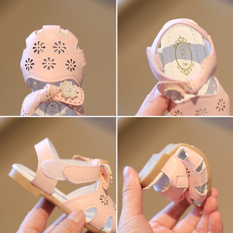 Sandal thắt nơ hoa cho bé tập đi siêu nhẹ mềm êm mã SDD5