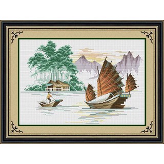 Tranh Thêu Chữ Thập Thuyền Buồm RY1116 (KHÁCH TỰ THÊU) KT: 56X40CM