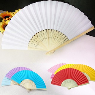 Quạt xếp cầm tay vải lụa phối ren màu sắc nhã nhặn
