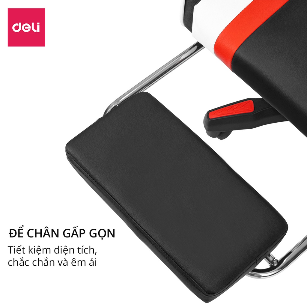 [Cao cấp] Ghế gaming Deli - Dành cho streamer, game thủ chuyên nghiệp. Tựa đầu, gác chân, nâng hạ ngả lưng - E4927