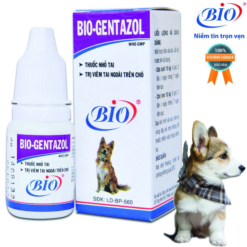 Combo 3 chai thuốc nhỏ tai Bio Gentazol 10ml chuyên trị viêm tai chó mèo- 79204