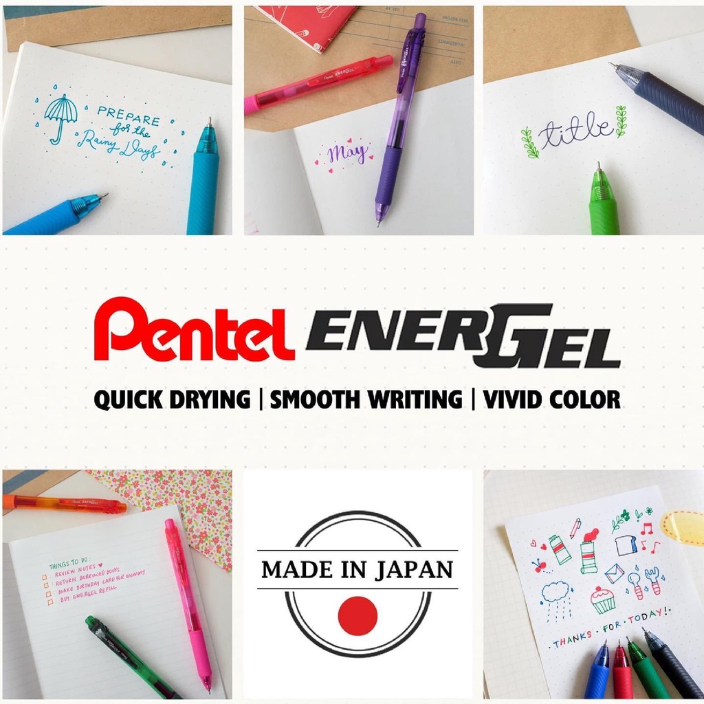 Bút gel PENTEL ENERGEL ngòi 0.5mm siêu nhanh khô, phù hợp luyện chữ Handwriting - Hàng chính hãng