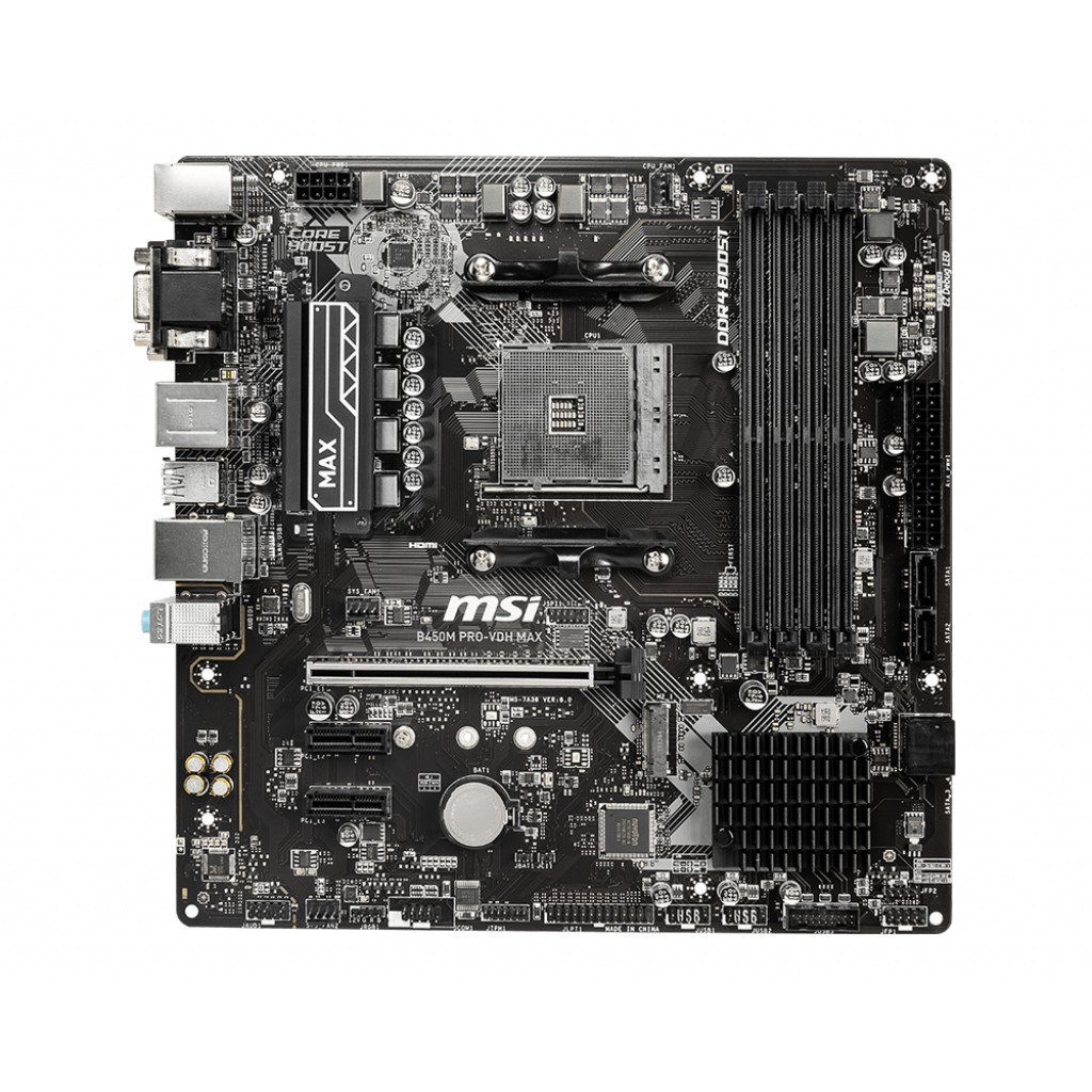 Bo mạch chủ Mainboard MSI B450M PRO VDH MAX AMD B450, Socket AM4, m-ATX, 4 khe RAM DDR4