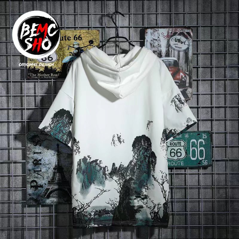 Áo Thun Hoodie Tay Ngắn Dáng Rộng Phong Cách Hip Hop Đường Phố Thời Trang Mùa Hè 5Xl