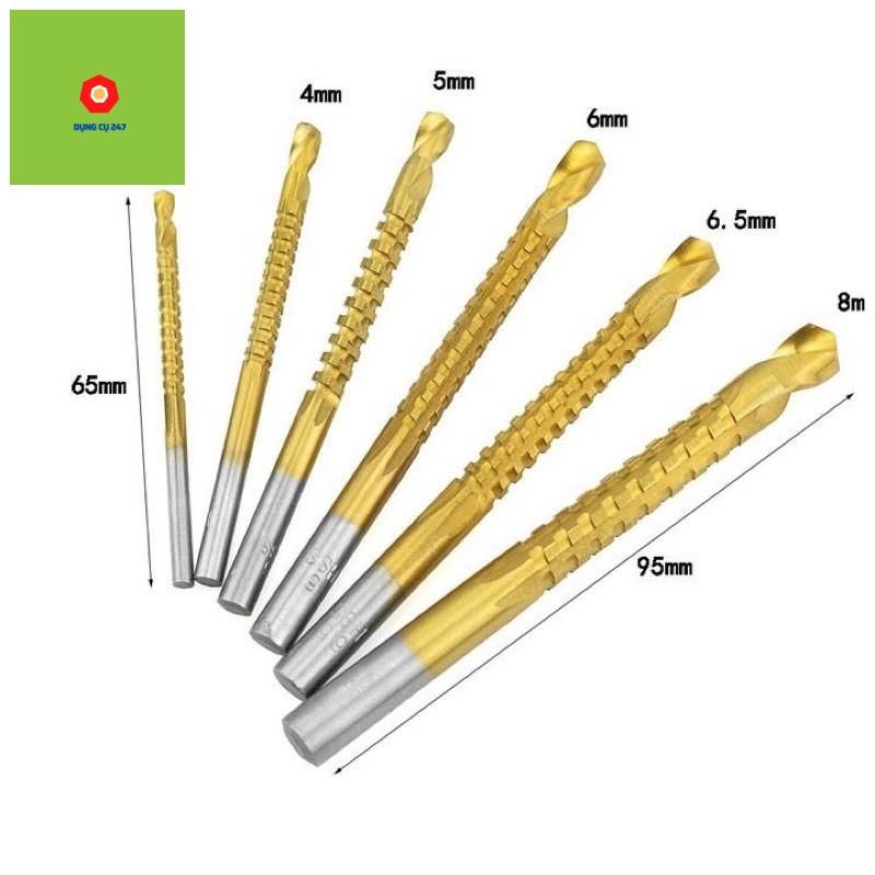 Bộ 6 mũi khoan cưa,mũi khoan khoét rãnh phủ Titanium