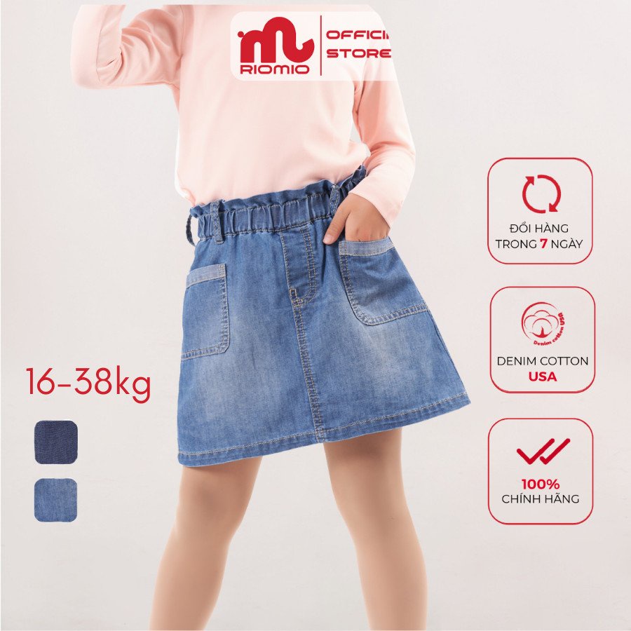 Chân váy bé gái jean ngắn dáng chữ A 3-10 tuổi chính hãng RIOMIO chất liệu Denim Cool Max thoải mái - RO089