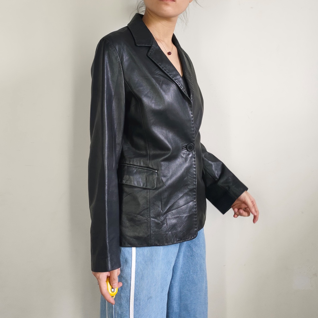 Áo khoác blazer Da thật size M Second-hand- Đồ Si Bon  AD181