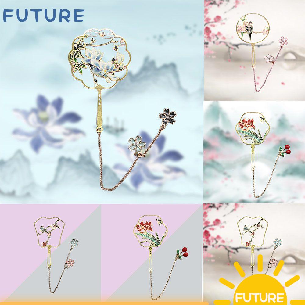 Phụ Kiện Đánh Dấu Sách Bằng Đồng Thau Phối Tua Rua Phong Cách Trung Hoa Độc Đáo Xinh Xắn