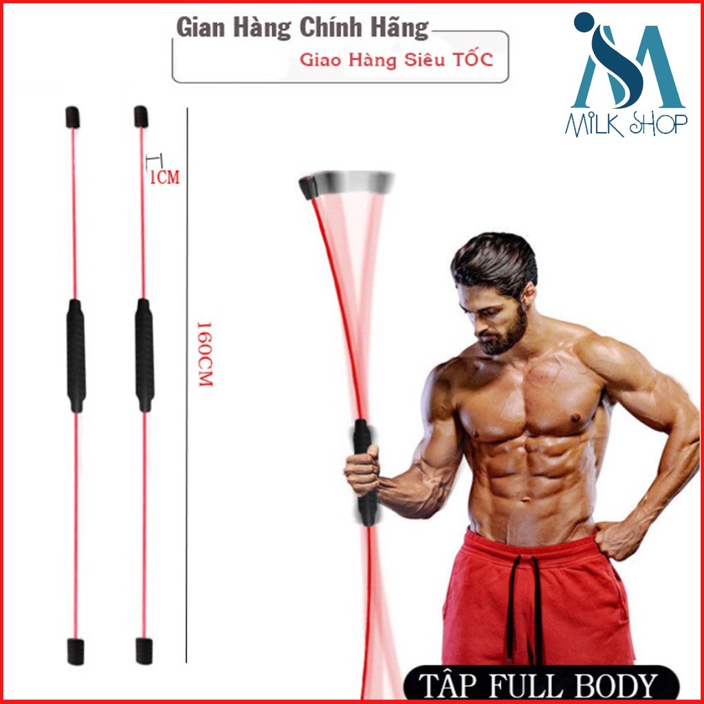 Dụng cụ dễ tập tại nhà dài 1m6 nặng 600g Flexi bar cardio Thanh rung đàn hồi đốt mỡ thể dục giảm béo tăng cường sức khỏe