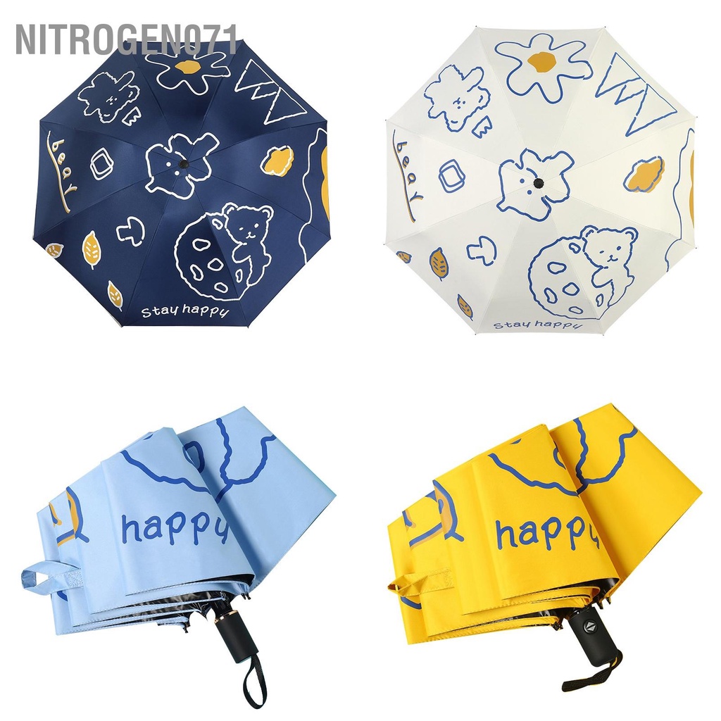 Nitrogen071 Ô chống tia cực tím Hoàn toàn tự động có thể gập lại Vinyl Di Gấu dễ thương Dù cho ngoài trời