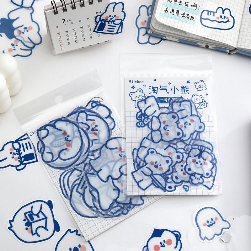 Set 40 miếng dán hình động vật dễ thương trang trí sổ tay DIY