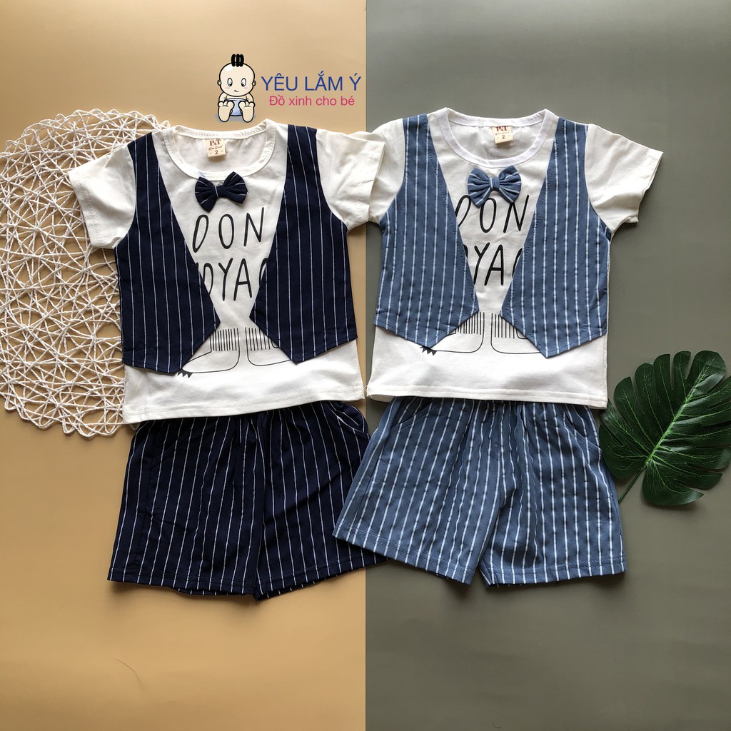 Bộ Công Tử Lịch Lãm YLAMY Cho Bé Trai 6 tháng Đến 4 Tuổi Cotton 100%