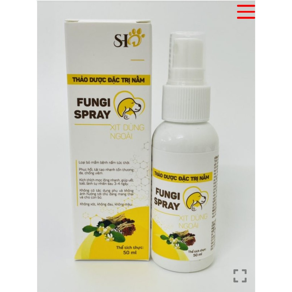 Thuốc trị nấm thảo dược cho chó mèo Fungi Spray 50ml