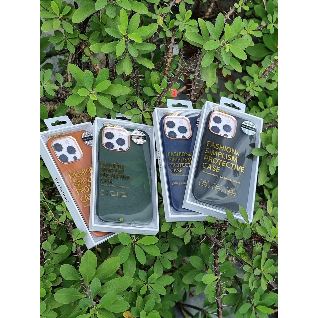 Ốp lưng Mutural da cho IP 14|Plus|Pro|Prm + 13|Pro|Prm + 12|Pro|12Prm da Leather case đẹp sang trọng